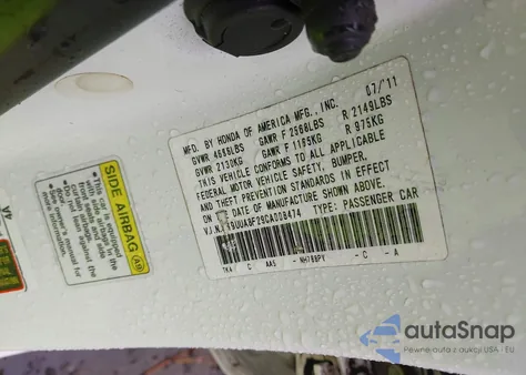 2012 Acura Tl 3.5 z USA, uszkodzony, nr VIN 19UUA8F29CA008474